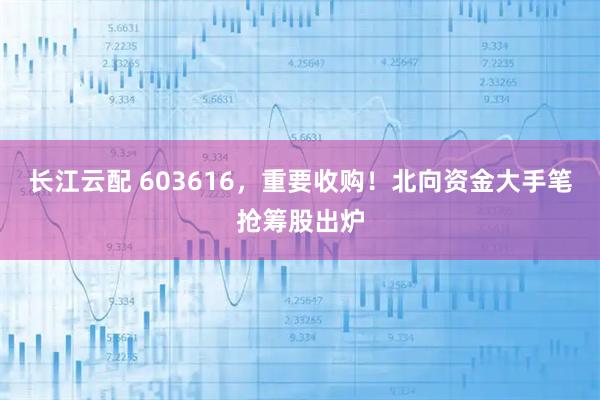 长江云配 603616，重要收购！北向资金大手笔抢筹股出炉